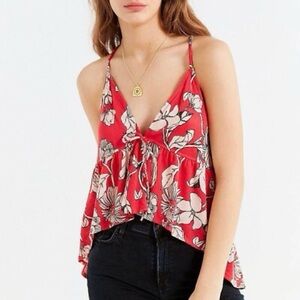 Urban Outfitters Red Floral Tank Top